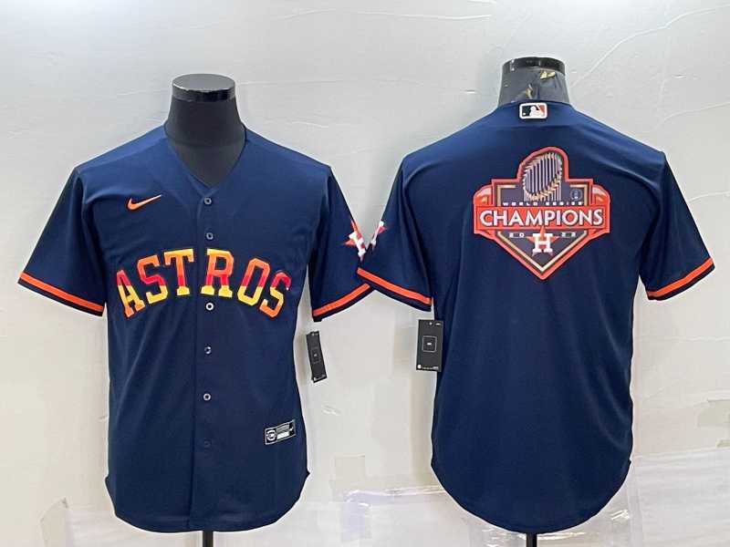 Mens Houston Astros Navy Blue Rainbow Champions Big Logo Stitched MLB Cool Base Nike Jersey->houston astros->MLB Jersey